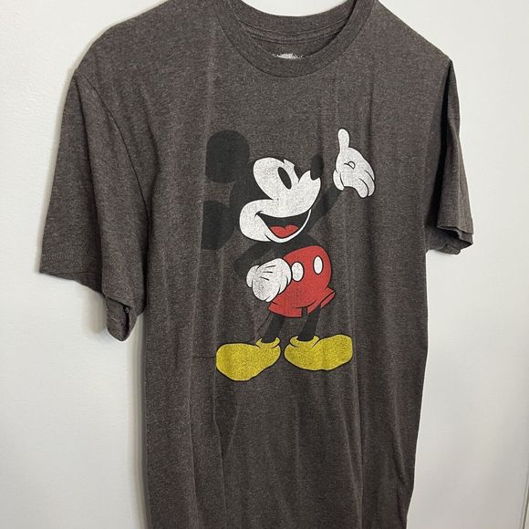 Mickey Mouse Mens Graphic Disney T Shirt Gray Short Sleeve Classic Medium VGCond - Picture 2 of 8